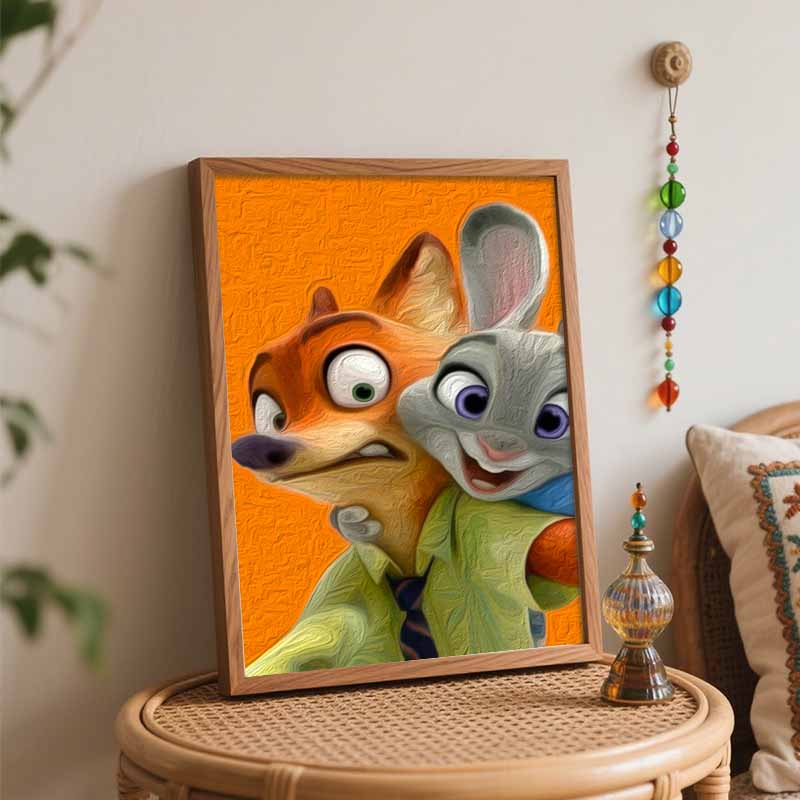Disney Zootopia Nick and Judy Oil Painting Painting Art Handmade Diy Painting Home Decoration Gift
