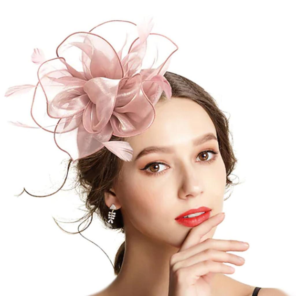 Feather Fascinators Flower Headpiece Tea Party Women'S Solid Mesh Headdress Hair Accessories House Headband Opaska Do Wlosow