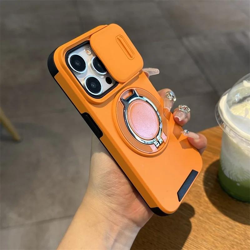 Luxury Magsafe Wireless Charging Case For iPhone 11 16 12 13 14 15 17 Pro Max Plus Magnetic Ring Bracket Camera Protection Cover