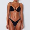 Women's Summer Fashion Sexy Solid Color V-neck  Bikini Beach Swimwear