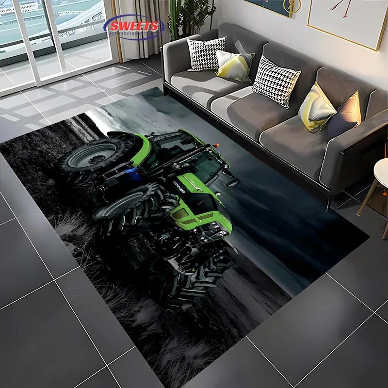 Large Machinery Tractor Series Pattern Large Carpet for Home Living Room Kids Bedroom,Sofa Doormat Floor Rug Anti-slip Decor Mat