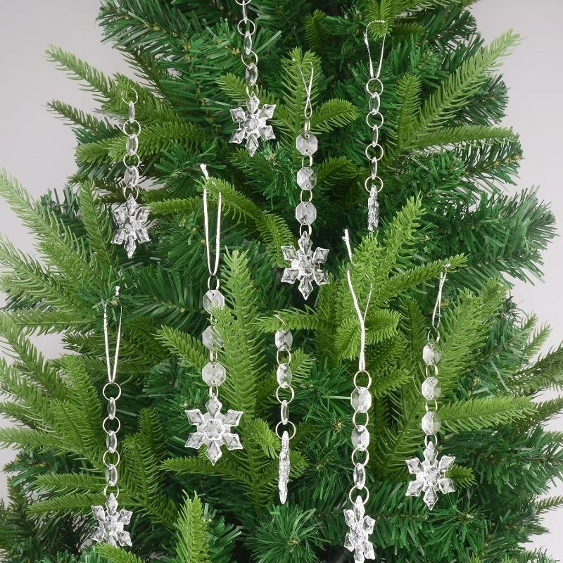 5/60pcs Christmas Crystal Ornament Xmas Tree Decoration Transparent Ice Strip Snowflakes Water Drop Hanging Pendants Party Beads