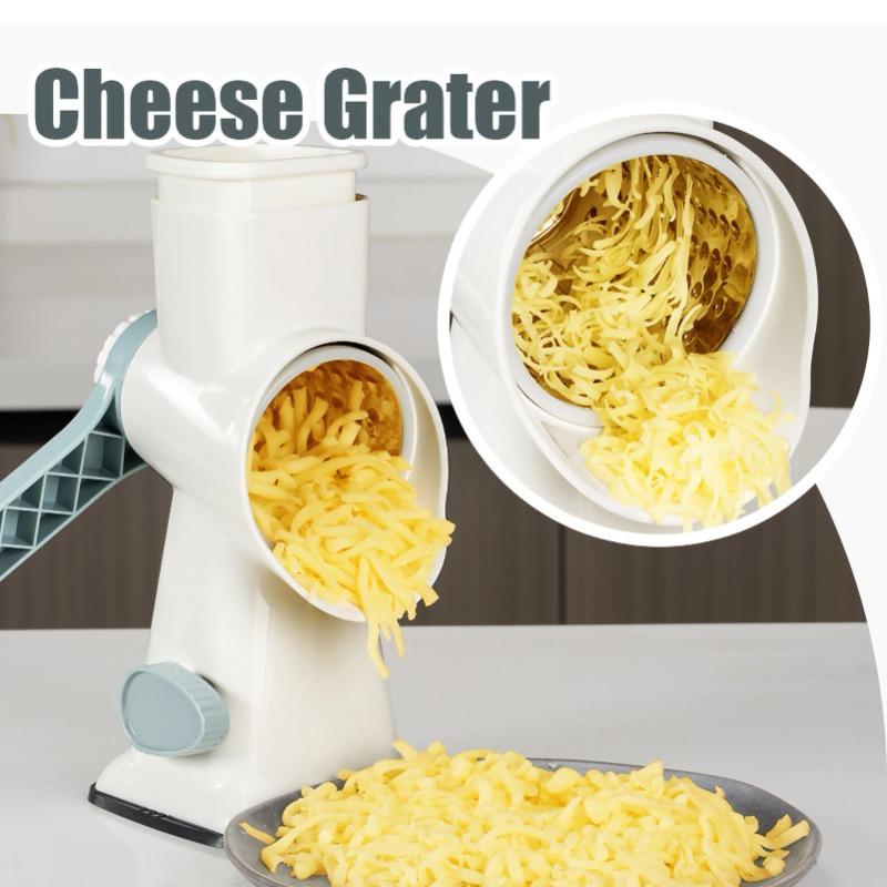 3-in-1 Rotierender Käse-/Gemüsehobel & Nussmühle, Manueller Küchenschneider mit Transparentem Behälter für Erdnuss-/Lebensmittelzubereitung