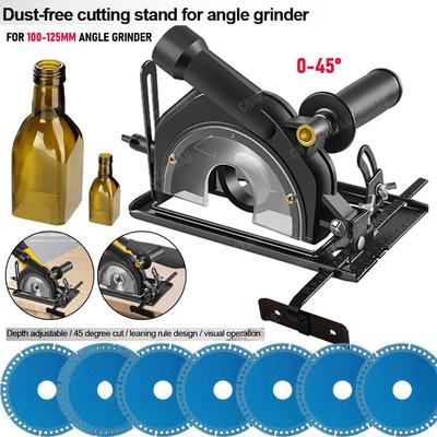 Hand Angle Grinder Converter To Cutter Grinder Bracket 40mm Adjustable 0-45° Base Bracket with Guide Ruler for 100-125MM Saw