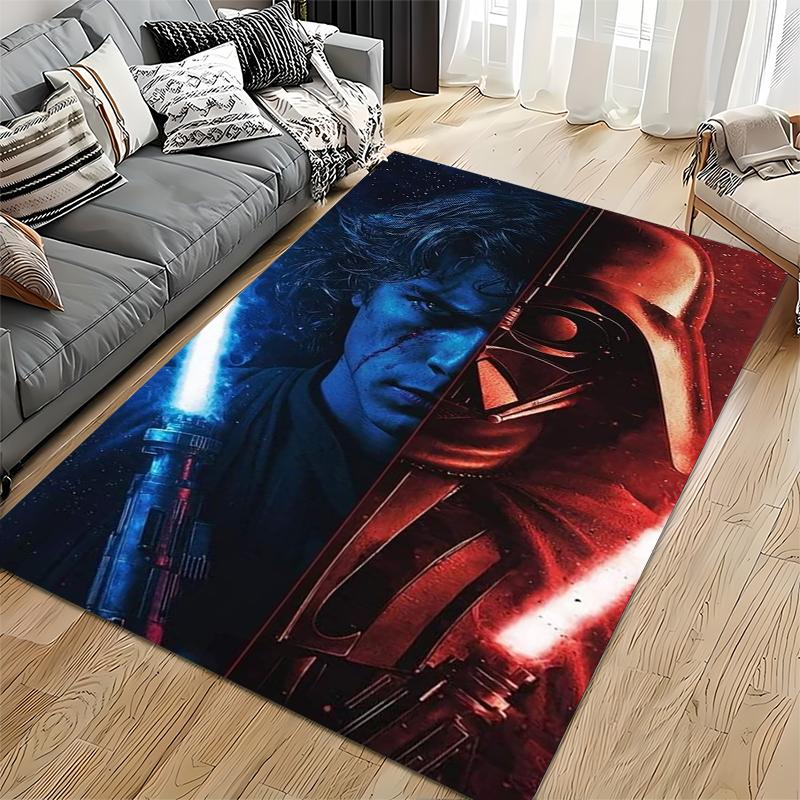 Area Rug, Star Wars Anakin Skywalker Darth Vader Half Face Lightsaber Print, Man Cave Decor, Non-Slip Mat