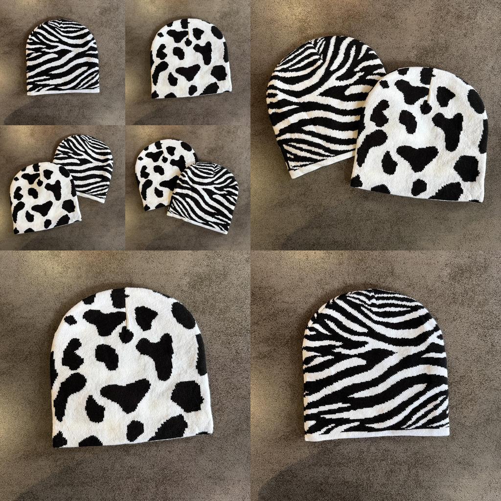 Zebra Pattern Knit Beanie For Winter And Fall Warmth With Stylish High Top Fit For Men And Women