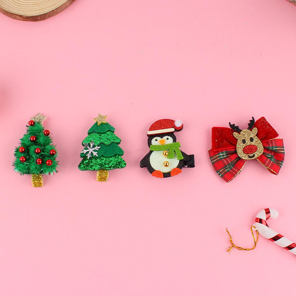 Chic Natal Grampo de Cabelo Aço Inoxidável Grampos Laterais Alce Pinguim Árvore de Natal Floco de Neve Bobby Pin Acessórios de Estilo Festa de Ano Novo