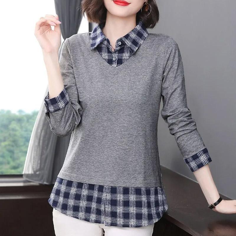 

Пуловери Жіночі З Довгими Рукавами Осінь Зима Бавовняна Блузка Оверсайз Зручні Еластичні Вільні Топи XXXXL сірий