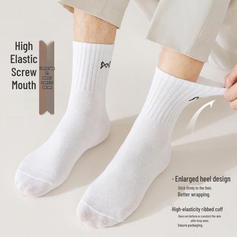 Miiow Men's 5-Pair Cotton Mid-Calf Sports Socks