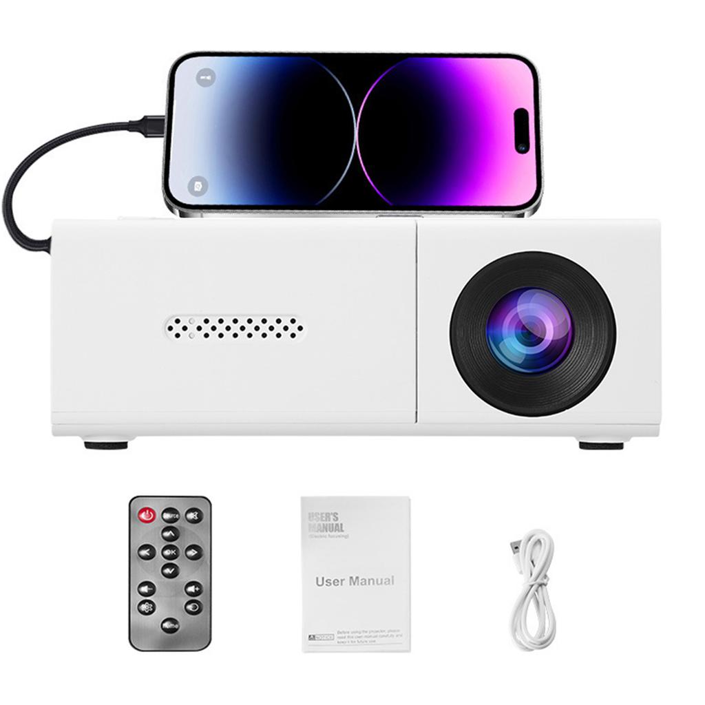 1080P LED Mini 4K HD Projector with Remote Control Video Projector Smart Mobile Projection Tool for Outdoor Camping Movies