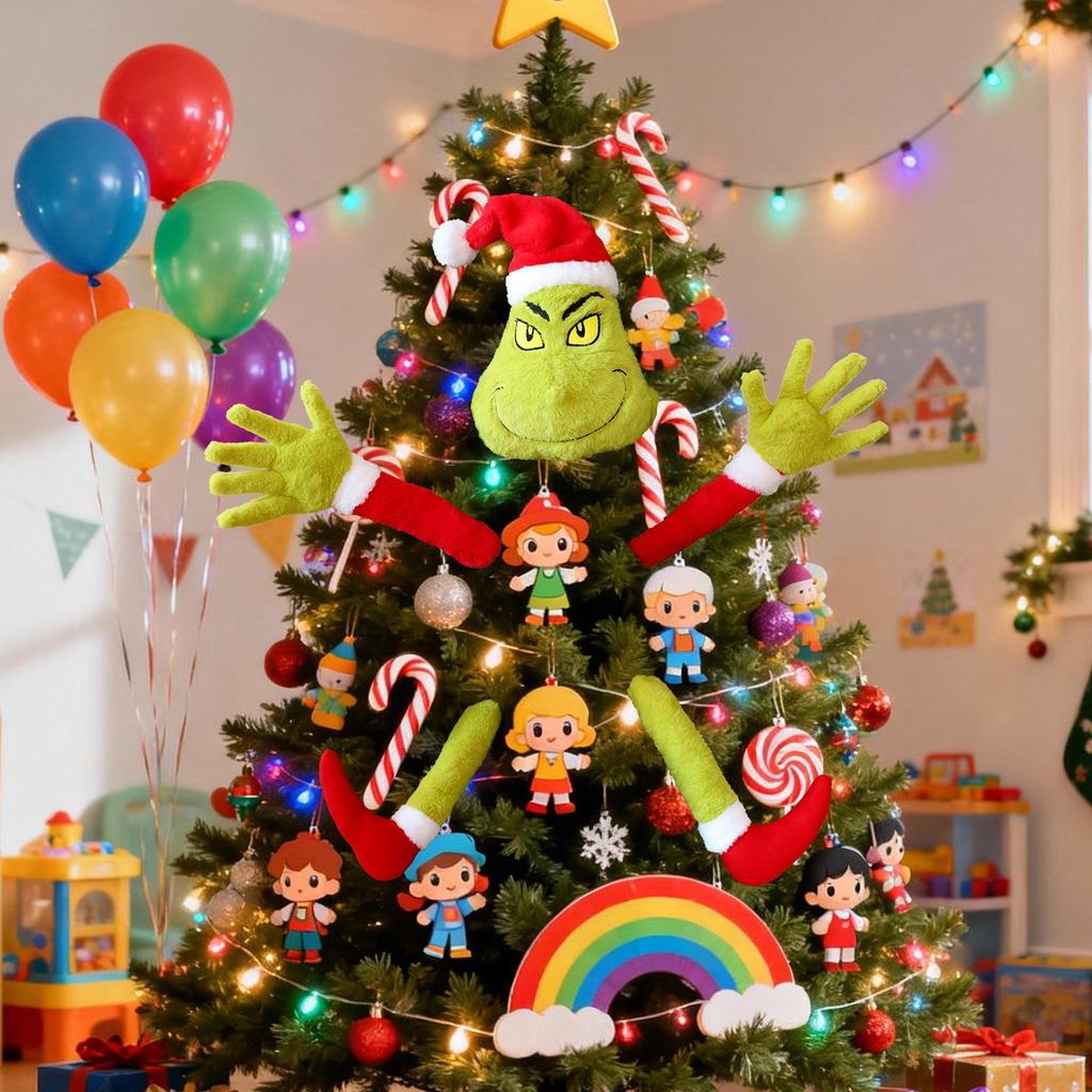 Green Witch Christmas Elf Plush Doll Tree Ornament