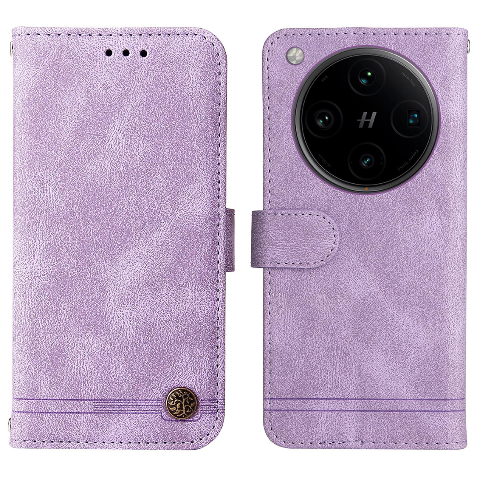 

Для Oppo Find X8 Pro 5G Кожаные чехлы-кошельки Чехол для телефона с тактильным покрытием Подставка с ремешком Purple