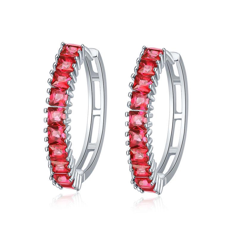 Women Fashion Simple Circle Hoop Earrings Fashion Crystal Metal Round Earrings