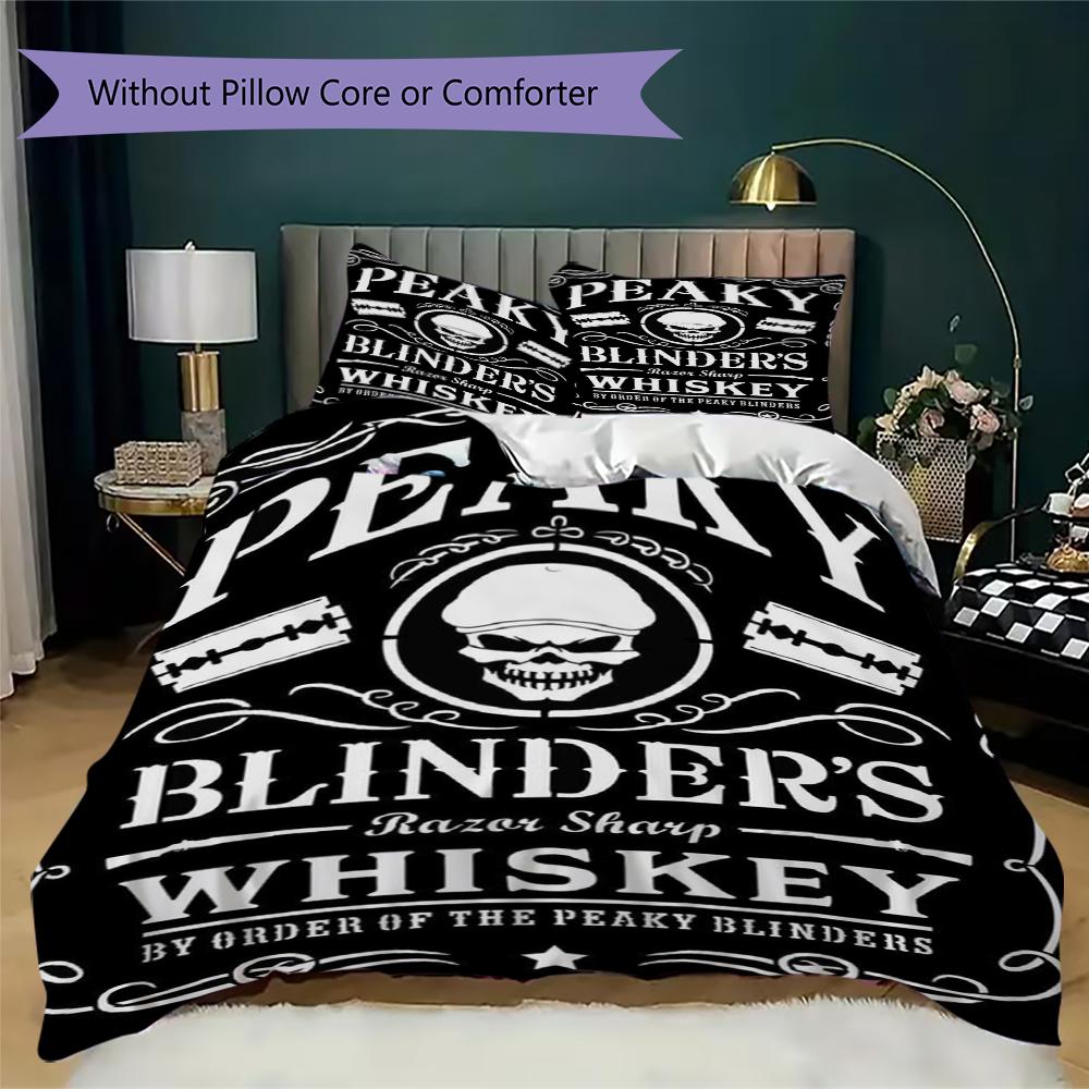 Peaky Blinders Pattern Bedding,Quilt Set Quilt Cover Pillowcase Home Birthday Gift(1 * Duvet Cover + 2 * Pillowcase, Without Core)_lx