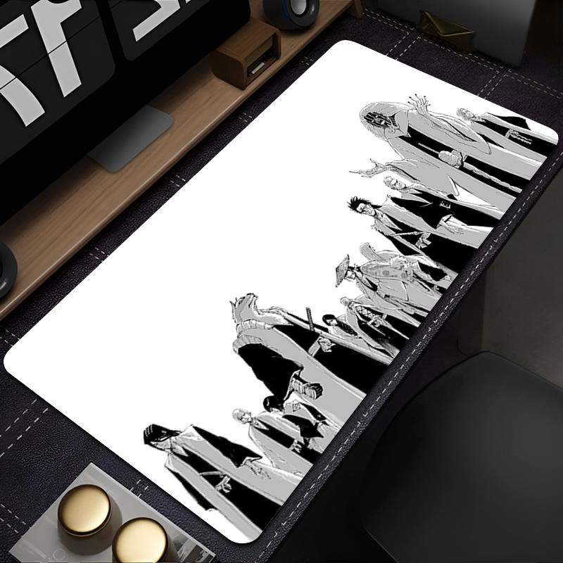 Gaming Mouse Pad Large Desk Mat Antislip Stitched Edges Black White Anime Print Keyboard Pad for Gamer Home Office