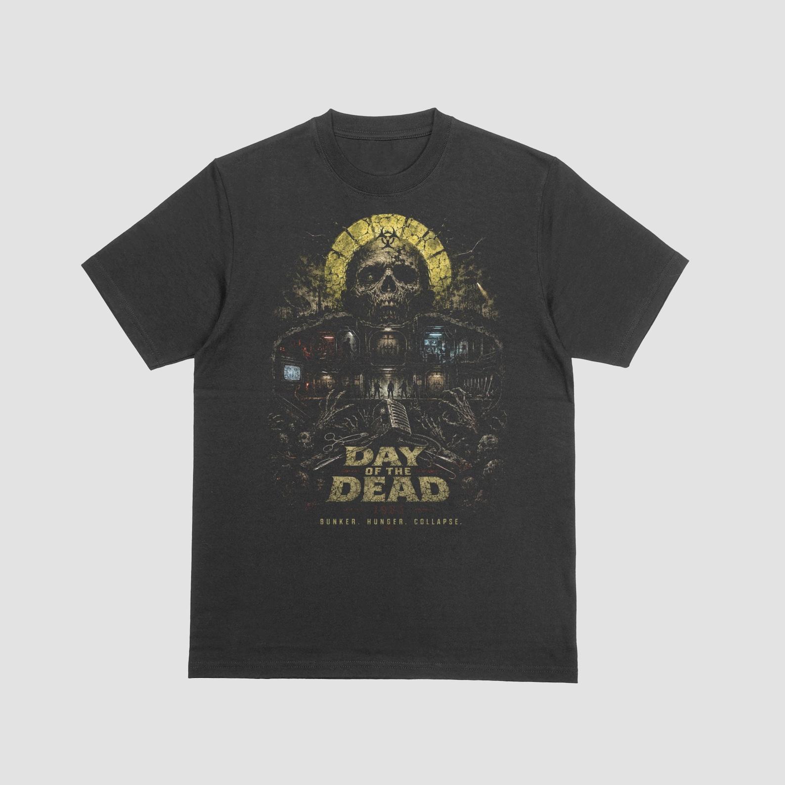 Day of the Dead Distressed Acid Washed Black T-Shirt Cult Horror Movie Tee L