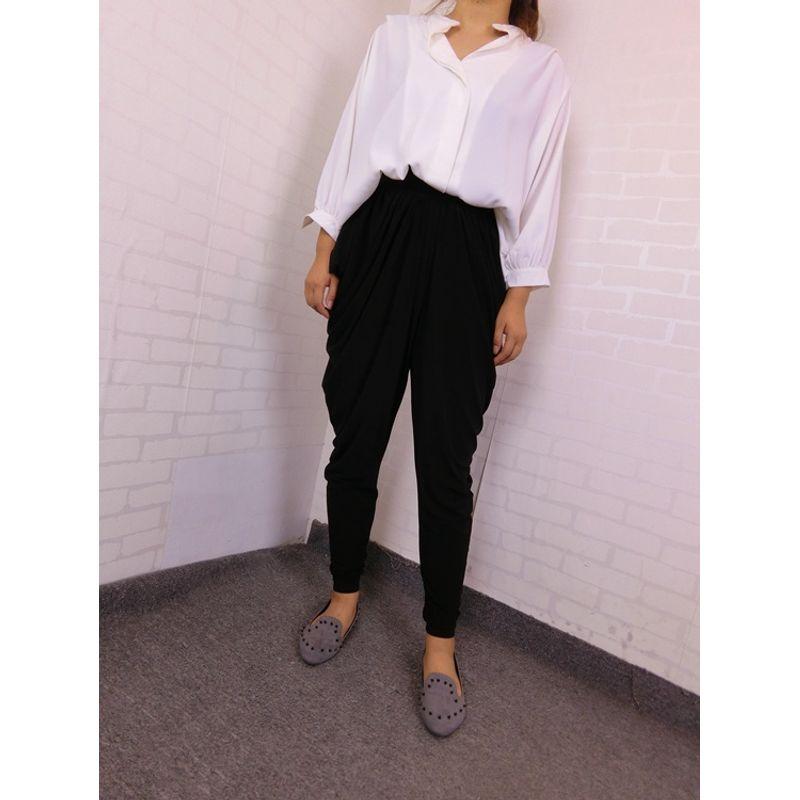 Clearance [Big Spring Plus Size] Foreign Trade Original Order Artistic Style High Waist Slim Looking Ruched Harem Casual Pants