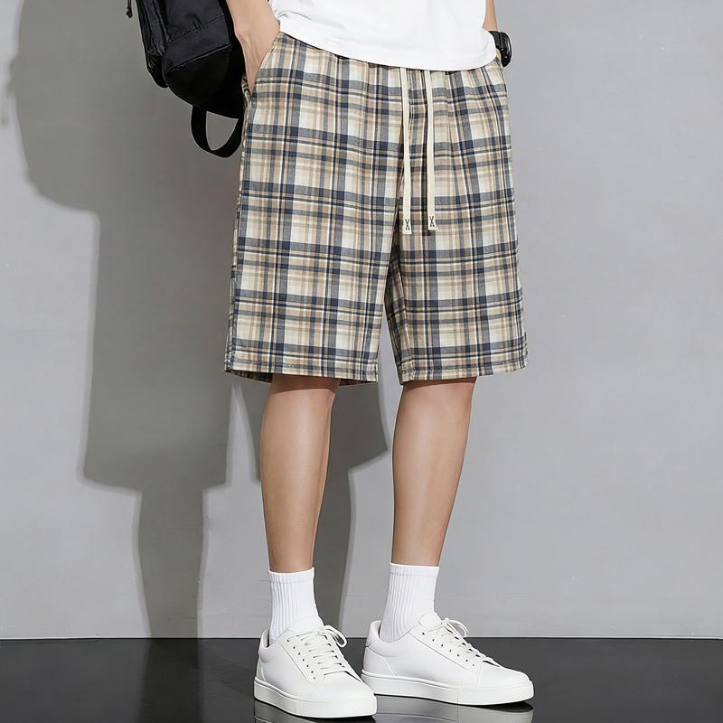 Men's Plus Size Plaid Casual Shorts – Elastic Waist Drawstring Loose Fit Summer Shorts (5XL-11XL)