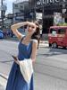 New Blue Mist Love French Denim Dress Women's Summer Niche Design Sense Waist Temperament Suspender Long Dress