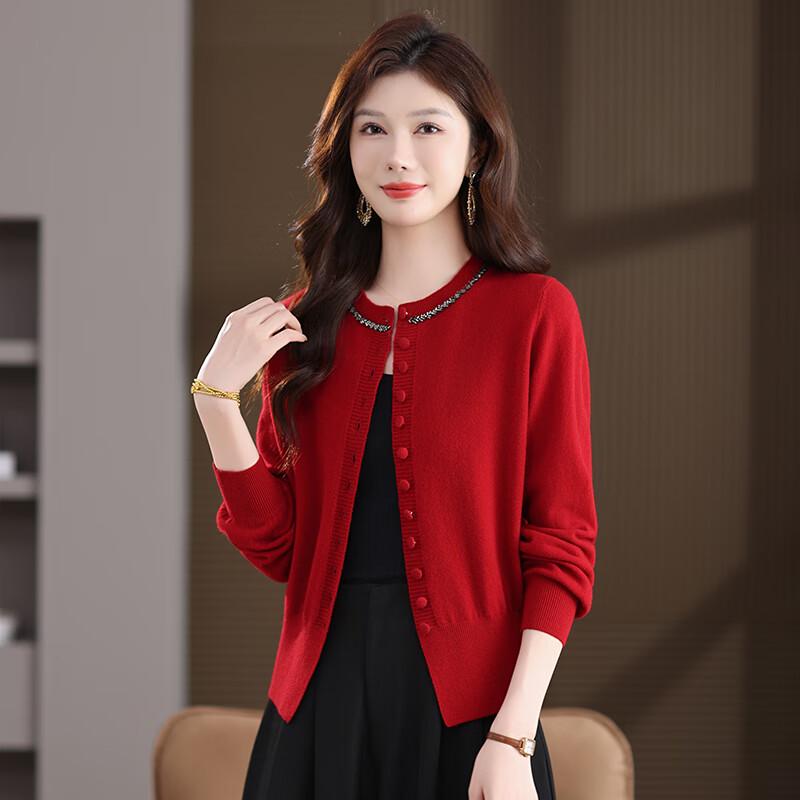 Fengmao Women's Pure Wool Knit Cardigan Sweater