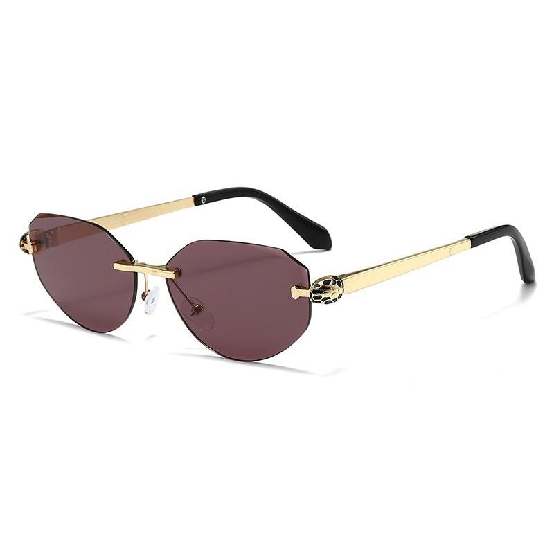 Metal Frameless Sunglasses With Gray Pc Lenses Uv400 For Fashionable Sun Protection