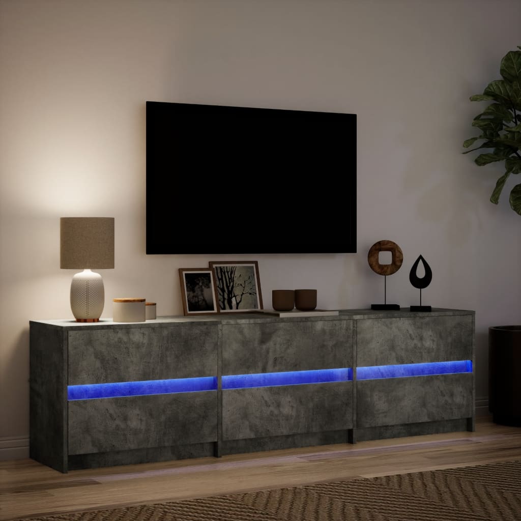 TV Stand with LED Lighting Concrete Grey 180 x 34 x 50 cm