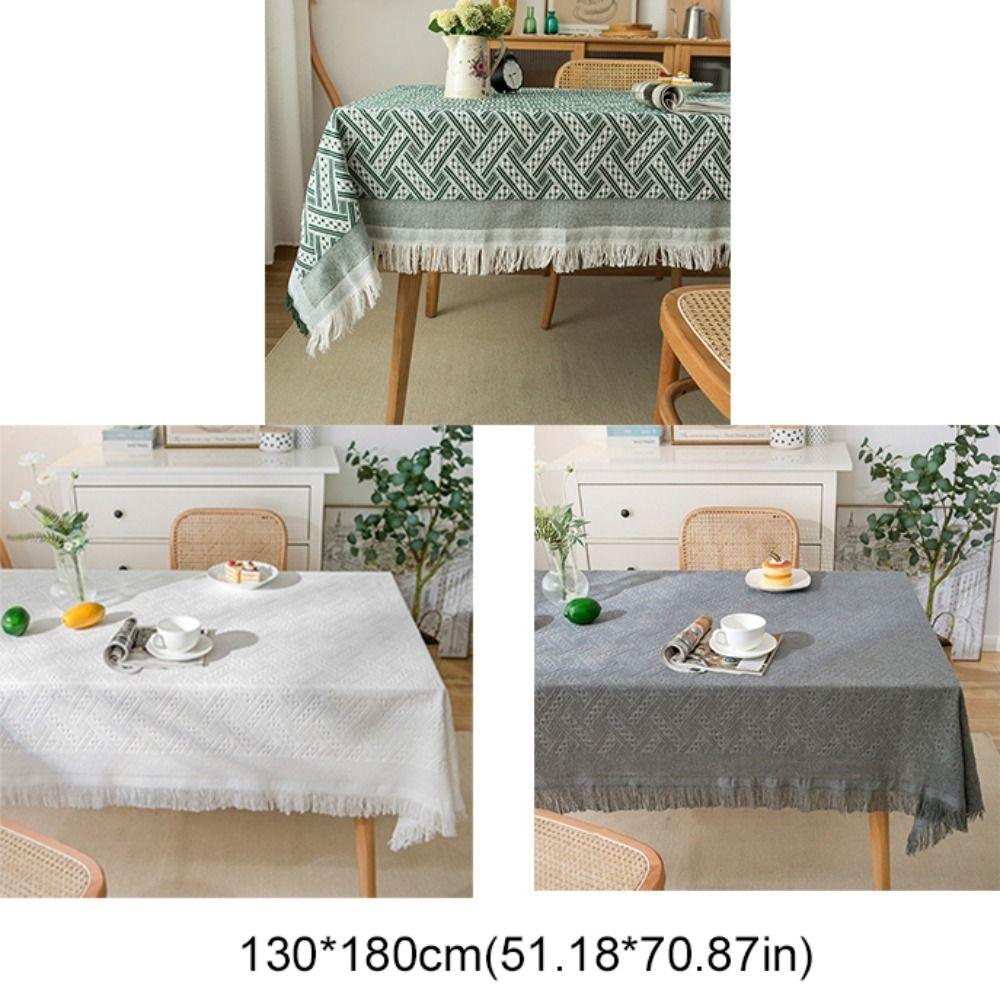 Rectangular Table Cover French Rustic Coffee Table Mat Interweaving Grid Tablecloth  Bedside Table