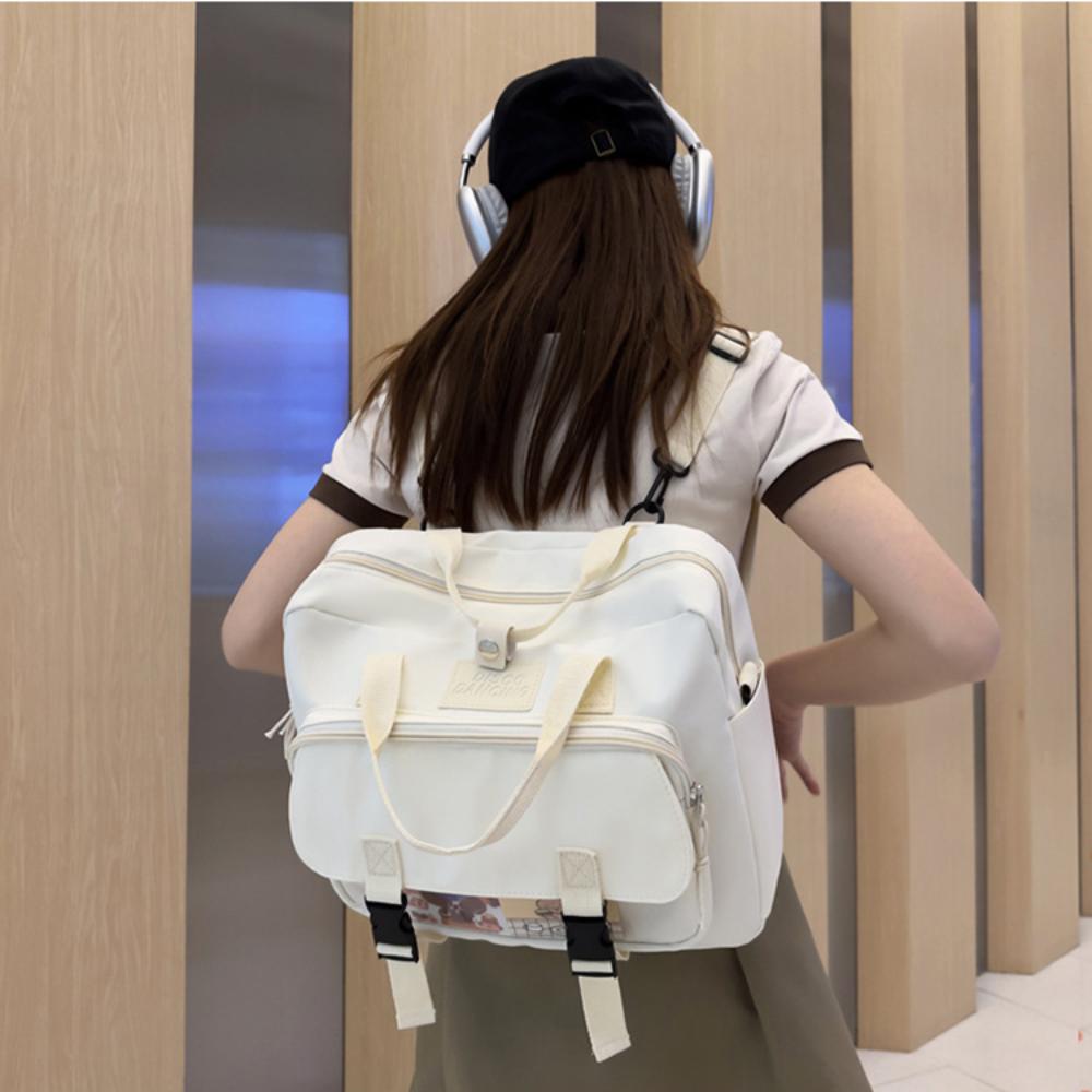 

Large Solid Color Handbag Nylon Women Tote Bag Useful Tote Book Bag