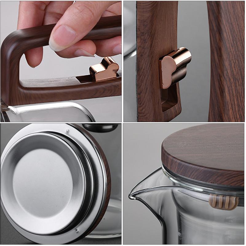 Glass Tea Pot Kettle Infuser 520ML/720ML Teapot Water Separation Inner Magnet One Click Magnetic Switchs Tea Filtration Cup Set