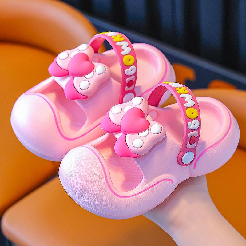 Children's slippers for girls, princess-style soft-soled clogs with bows, toddler closed-toe shoes for young children