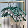 1Pc 10-Clips Sock Drying Rack, Stainless Steel Windproof Clothes Hanger, Arc Space-Saving Underwear Towel Clip Rack