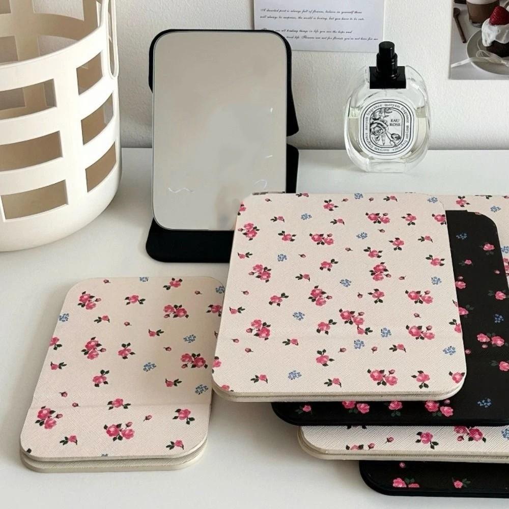 PU Deri Katlanır Makyaj Aynası Kompakt Kozmetik Ayna Cep Makyaj Aynası Makyaj Masası Aynası Yatak Odası