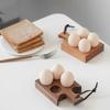 HOSHINOTORI Egg Holder, Solid Wood, Natural Wood, with Handle, Egg Tray, Egg Stand, Egg Holder, Egg Cup, Egg Storage, Stylish, Cute, Nordic Style, for