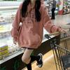 Spring Student Printing Loose Warm Fleece Thickened Hooded Sweater Wholesale for Women