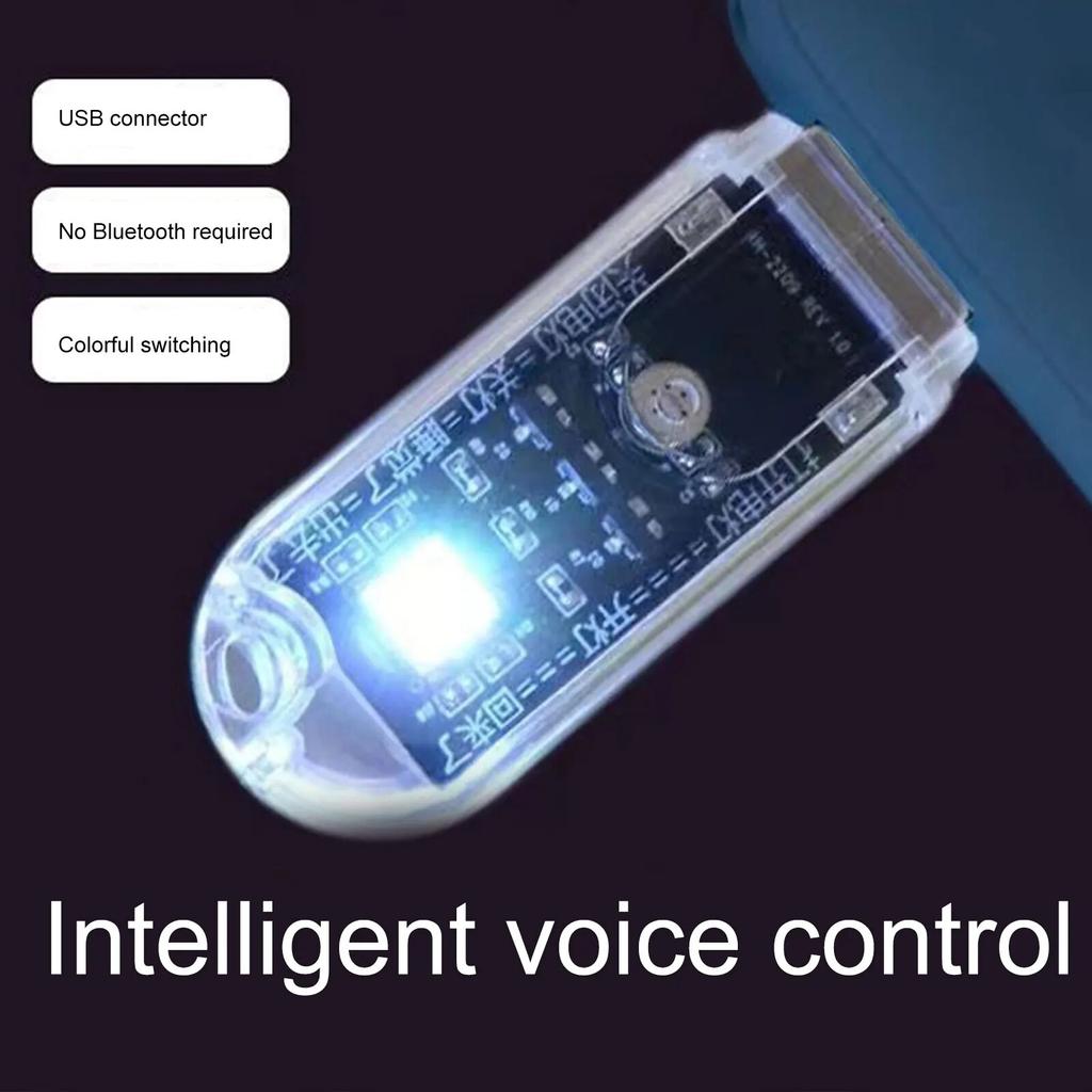 Smart Voice Control Night Light Colorful USB Night Lights Motion Sensor No Internet Connection Car Intrerior Decorative Lamps