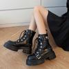 Women's Rivet Chain Design Short Boots Gothic Shoes Street Fashion Lady Rock Boots Metal Decor Punk Style Women Shoes