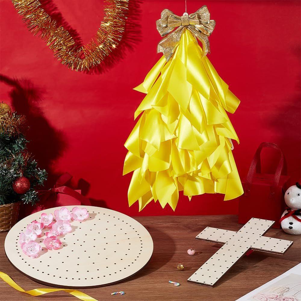 Wooden Wreath Frame Forms Set | Round,Triangle,Cross Shapes with Pre-Drilled Holes,Craft Supplies for Festive Decor,No Feathers