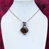 Ammonite Fossil Pendant Rainbow Moonstone Jewelry Copper Wire Wrapped Pendant