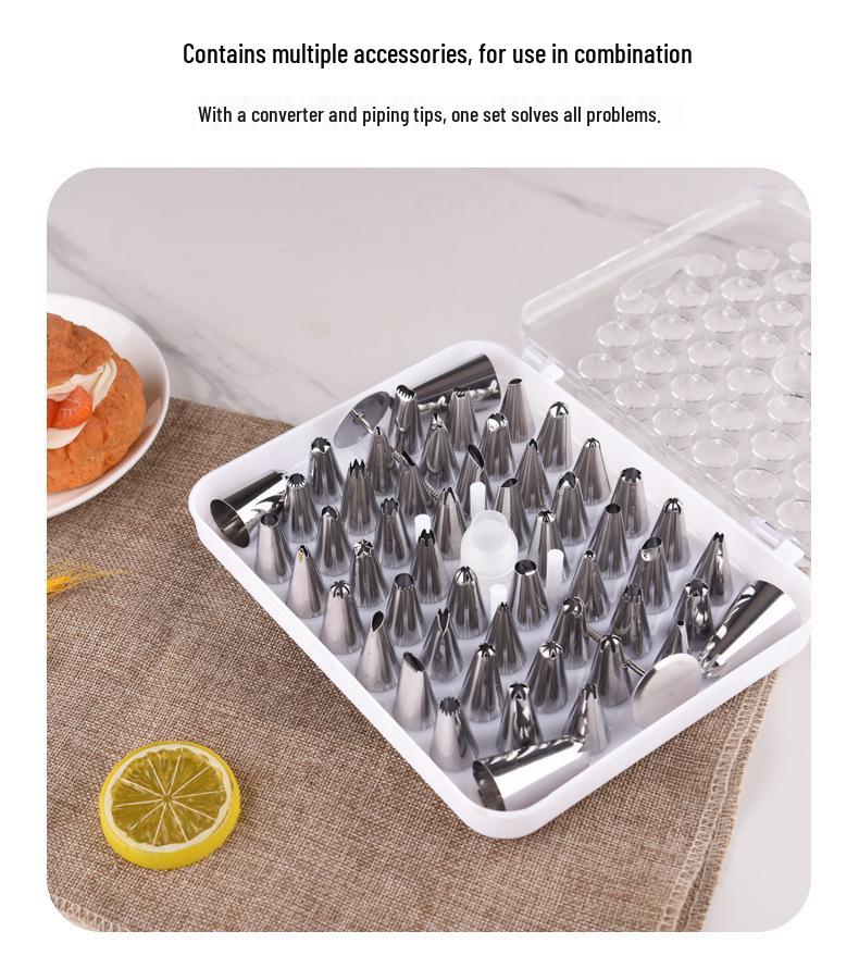 55-Piece Stainless Steel Piping Tip Set for Cakes - Various Shapes