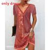 Ethnic Floral Print Lounge Dress With V Neck For Casual Summer Wear