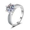 S925 Silver Ring for Women Platinum Plated Pt950 Inlaid with D Color Moissanite Diamond Ring Empty Support Wedding Ring Proposal Diamond Finger
