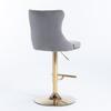 Velvet Swivel Bar Stools, Height 25-33 Inches, Tufted Button Back, Gold Nailhead Trim, Gold Base, for Kitchen Island Home Pub Cafe, Gray, DE1912GY