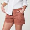 Shorts Cargo Femininos de Vestir Cintura Alta Elásticos Shorts Casuais Slim com Bolsos Roupa de Praia de Verão