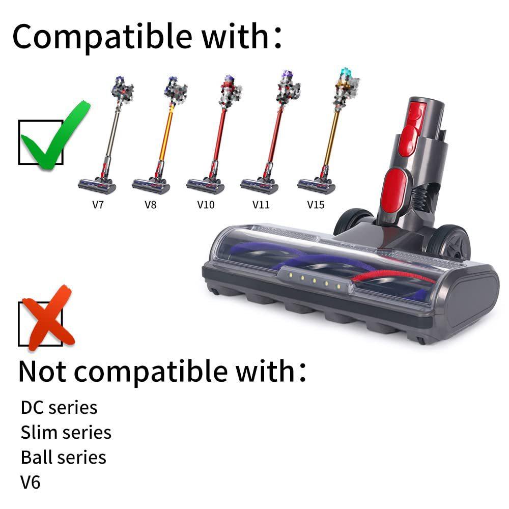 Direct Drive Cleaning Head Compatible with Dyson V7 V8 V10 V11 V15 Vacuum Cleaner For Short Pile Carpets and Hard Floor