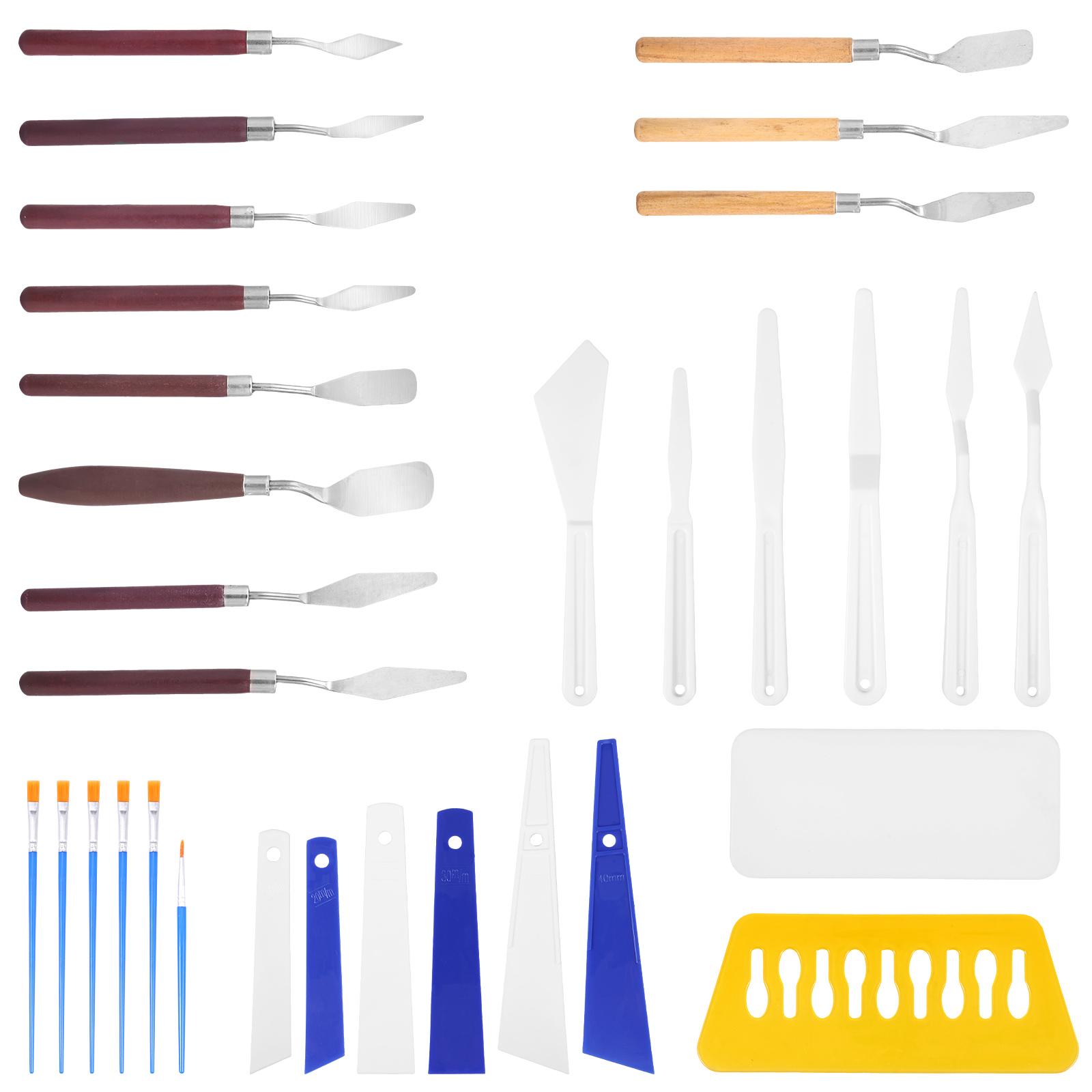 

31Pcs Oil Paint Scraper and Brush Set Multi Size and Shape Oil Paint Palette Scraper Pigment Mixing Knife Hand Tool Art Supplies