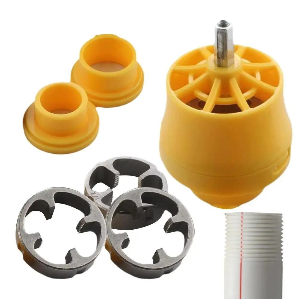 

with 3 Dies PVC Thread Maker Tool Manual Pipe Round Die Set for Electric Drill жовтий