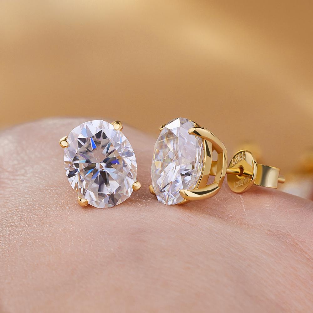 

1-4ct Oval Cut Moissanite Stud Earring for Women Men D Color Sparkling Diamond 925 Silver Ear Studs Party Jewelry Gifts 1ct and 1ct(5x7mm) золотой