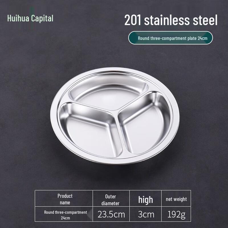 HUIHUADU 201 Stainless Steel Divided Lunch Plate