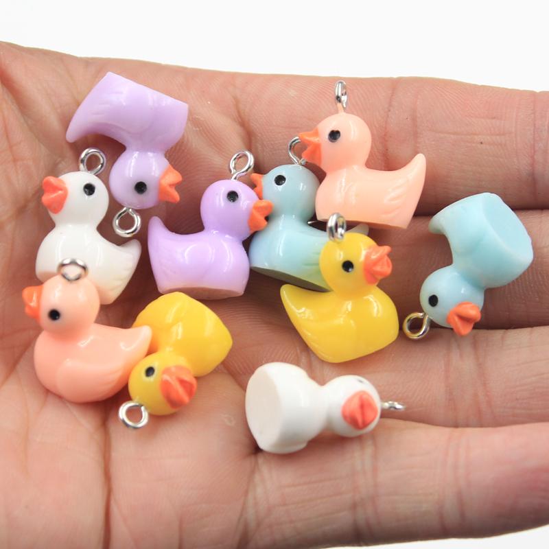 10Pcs Charms 3D Colorful Duck 15X16X12Mm Pendants Crafts Making Findings Handmade Jewelry Diy Earrings Necklace