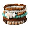 6-Piece Set of New Wooden Beaded Pearl Leather Men's and Women's Bracelets, Suitable for Daily Wear by Men and Women